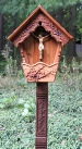 Alpine Wayside Shrine with carved post, Flurkreuz or Wegkreuz 