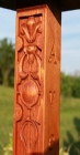 carved western red cedar post for Wayside Shrines